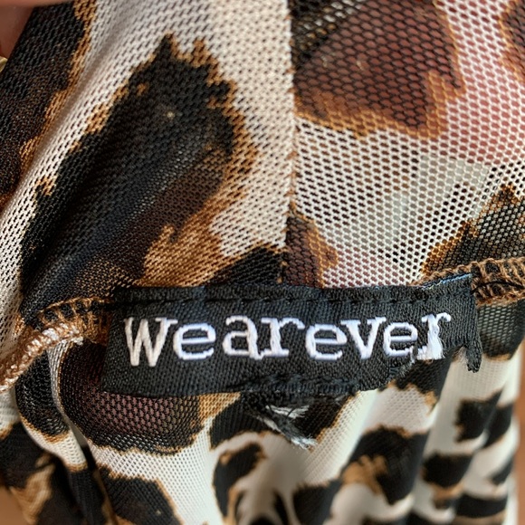 Wearever white/brown cheetah print sheer long sleeve maxi duster. Size S/M - Picture 3 of 10